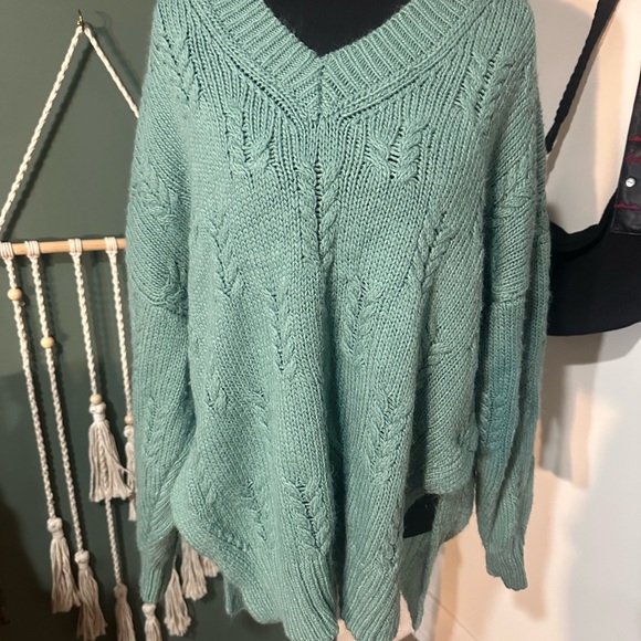Lucky Brand Sea Green Knit Pullover Oversized Medium 🦄 - Picture 4 of 5